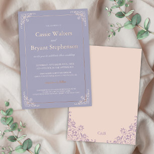 Invitation En Aluminium Élégant Mariage Minimaliste Rose Lavande