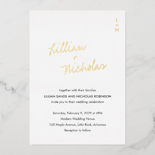 Invitation En Aluminium Élégant Mariage moderne (Recto)