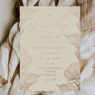 Invitation En Aluminium Élégant mariage moderne botanique feuille d'or ros