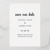 Invitation En Aluminium Élégant Mariage Moderne d'Éviter la Date (Verso)