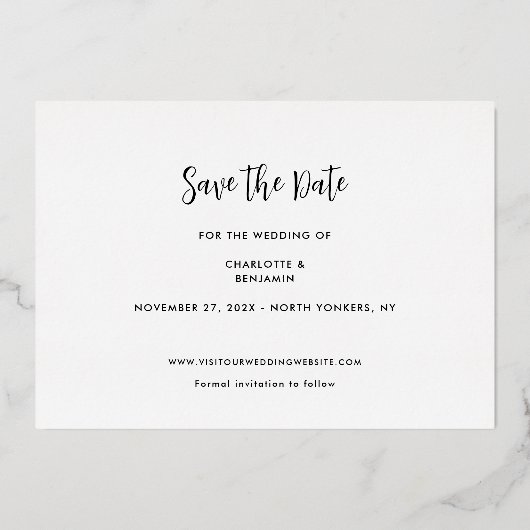 Invitation En Aluminium Élégant mariage moderne Enregistrer la date Faire- (Verso)