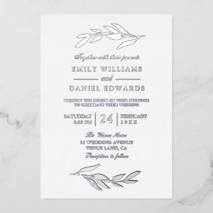 Invitation En Aluminium Elégant Mariage moderne feuille d'huile argent