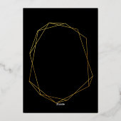 Invitation En Aluminium Elégant Mariage moderne géométrique noir & or (Verso)