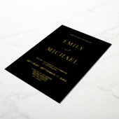 Invitation En Aluminium Élégant Mariage moderne noir et or (Rotation)