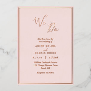 Invitation En Aluminium Élégant Mariage Moderne Rose Pâle Or We Do