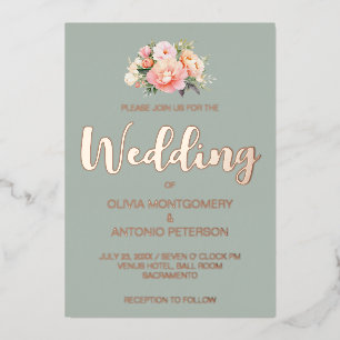 Invitation En Aluminium Élégant Mariage moderne rose Peony