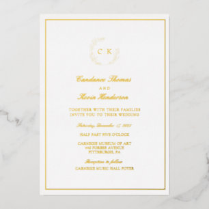 Invitation En Aluminium Élégant Mariage Monogramme