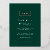 Invitation En Aluminium Élégant Mariage Monogramme Emerald Green (Recto)
