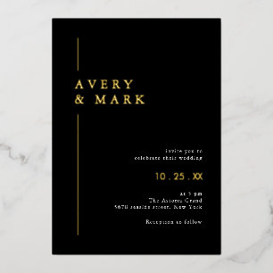 Invitation En Aluminium Élégant Mariage Noir Et Or