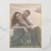 Invitation En Aluminium Élégant Mariage noir & or (Verso)