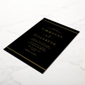 Invitation En Aluminium Élégant Mariage noir or simple (Rotation)