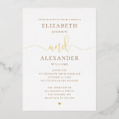 Invitation En Aluminium Élégant mariage or. Calligraphie de script classiq (Recto)