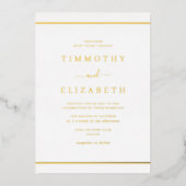 Invitation En Aluminium Élégant Mariage or simple (Recto)