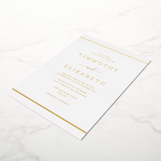 Invitation En Aluminium Élégant Mariage or simple (Rotation)