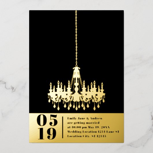 Invitation En Aluminium Élégant Mariage or simple moderne lustre (Recto)