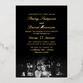 Invitation En Aluminium Élégant Mariage Photo Avec Véritable Or (Recto)