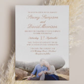 Invitation En Aluminium Élégant Mariage Photo Avec Véritable Rose Or