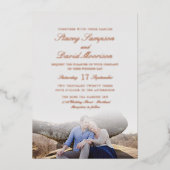 Invitation En Aluminium Élégant Mariage Photo Avec Véritable Rose Or (Recto)