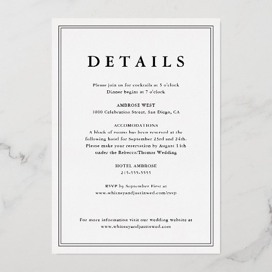 Invitation En Aluminium Élégant Mariage photo classique Or (Verso)