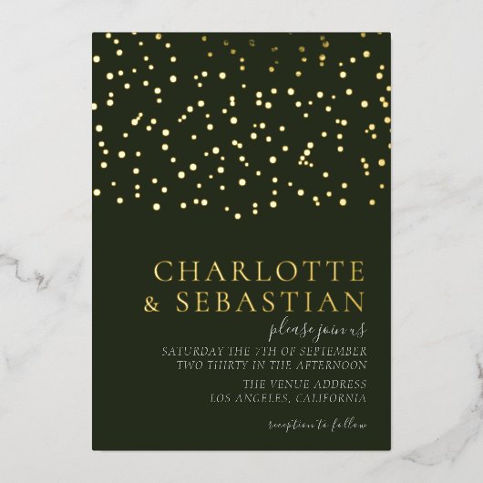 Invitation En Aluminium Elégant Mariage photo Deep Green Personnalisé (Recto)