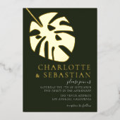 Invitation En Aluminium Elégant Mariage photo Deep Green Personnalisé (Recto)