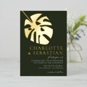 Invitation En Aluminium Elégant Mariage photo Deep Green Personnalisé (Debout devant)