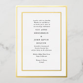 Invitation En Aluminium Élégant Mariage photo format Pressé Or encadré (Recto)