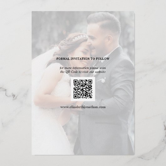 Invitation En Aluminium Elégant Mariage photo moderne Couple Enregistrer L (Verso)