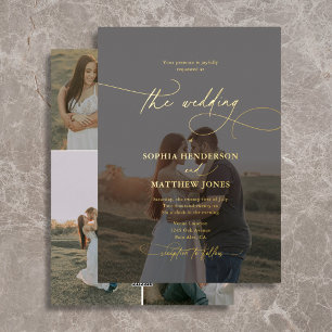 Invitation En Aluminium Élégant Mariage Photo Script 5