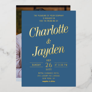 Invitation En Aluminium Élégant Mariage Photo Script Aluminium