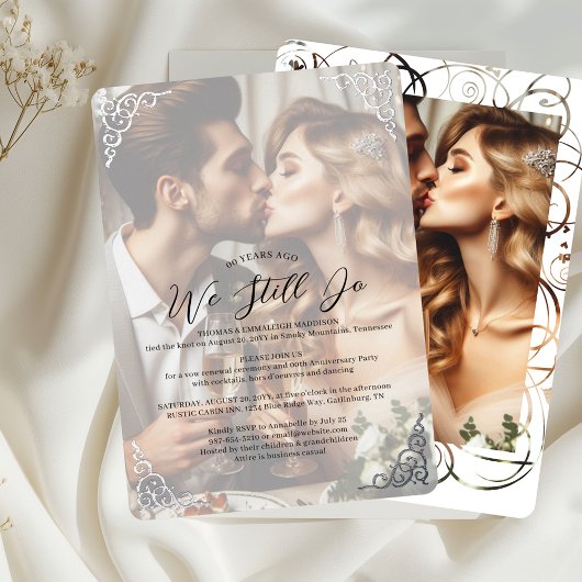 Invitation En Aluminium Élégant Mariage Pic Anniversaire Vow Renouvellemen