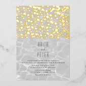 Invitation En Aluminium Elégant Mariage Plage Or (Recto)