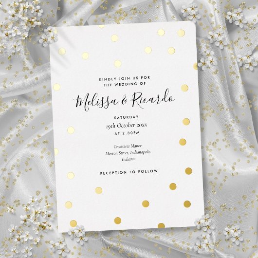Invitation En Aluminium Élégant Mariage Pois Gold