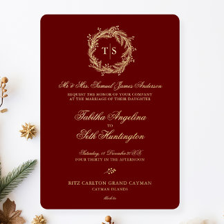 Invitation En Aluminium Élégant Mariage Red Gold