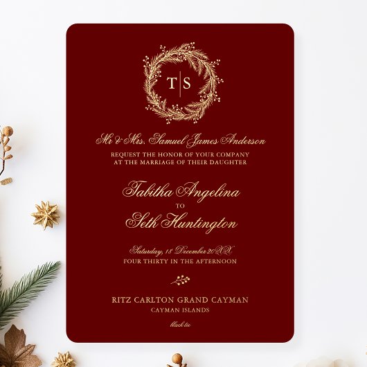 Invitation En Aluminium Élégant Mariage Red Gold