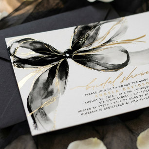 Invitation En Aluminium Élégant Mariage Romantique Moderne avec Ruban Noir