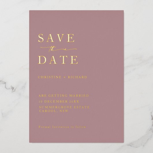 Invitation En Aluminium Elégant mariage rose poussiéreux Enregistrer la da (Recto)