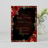Invitation En Aluminium Élégant Mariage Rose Royal Red Gold (Debout devant)