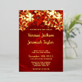 Invitation En Aluminium Élégant Mariage rouge et or Poinsettia (Debout devant)