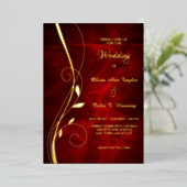 Invitation En Aluminium Élégant Mariage rouge foncé à la feuille (Debout devant)