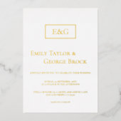 Invitation En Aluminium Élégant Mariage simple noir blanc or (Recto)