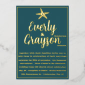 Invitation En Aluminium Elégant Mariage Starfish Turquoise et Gold Beach (Recto)