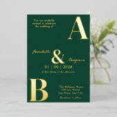 Invitation En Aluminium Élégant Mariage vert émeraude (Debout devant)