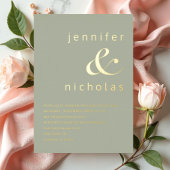 Invitation En Aluminium Élégant Mariage Vert Sauge Or Ampersand