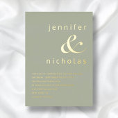 Invitation En Aluminium Élégant Mariage Vert Sauge Or Ampersand