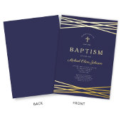 Invitation En Aluminium Elégant Marine Bleu Boy Baptism Or