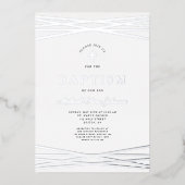 Invitation En Aluminium Elégant Marine Bleu Garçon Baptême Argent (Recto)