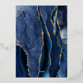 Invitation En Aluminium Elégant Marine Blue Gold Agate Première communion (Verso)