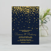 Invitation En Aluminium Elégant Marine & Gold Falling Stars Mariage Real (Debout devant)