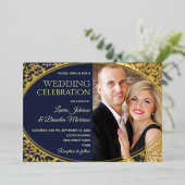 Invitation En Aluminium Elegant Marine Mariage photo Gold (Debout devant)